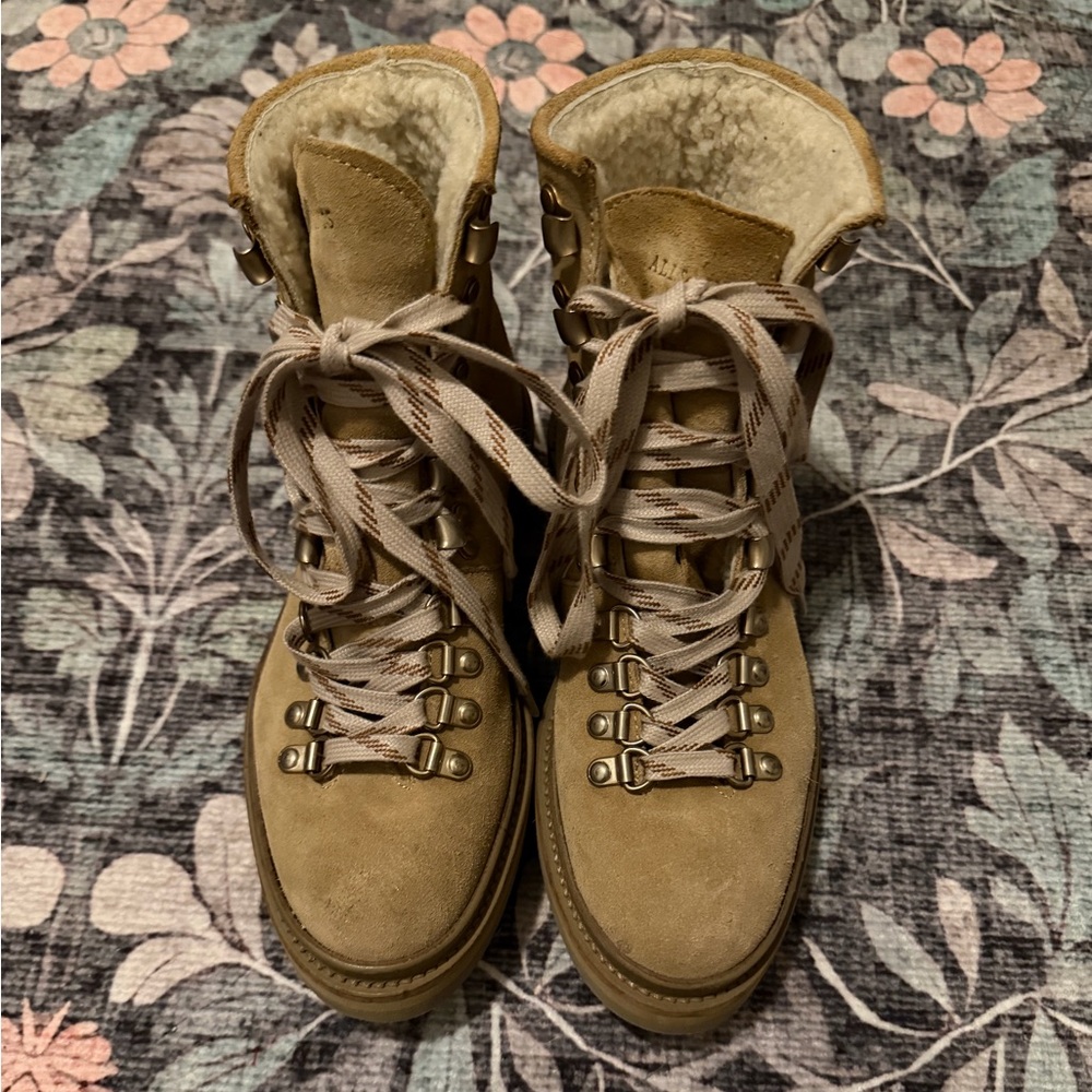 Allsaints suede lace up lug sole boots